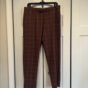 J.Jill Brown Tartan Plaid Drawstring Pull on Trouser Pants Size Medium